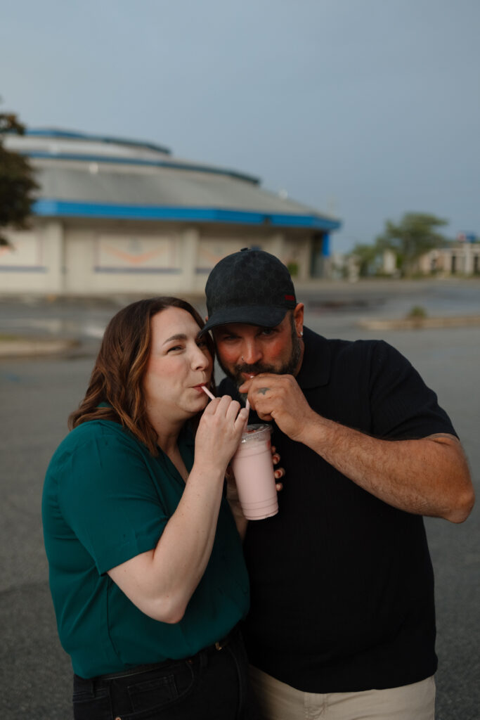 Drive-in Milkshake engagement shoot