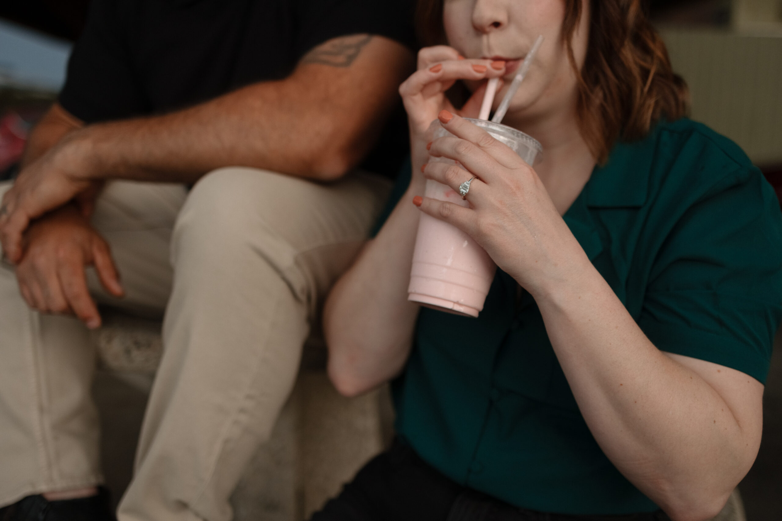 Drive-in Milkshake engagement shoot