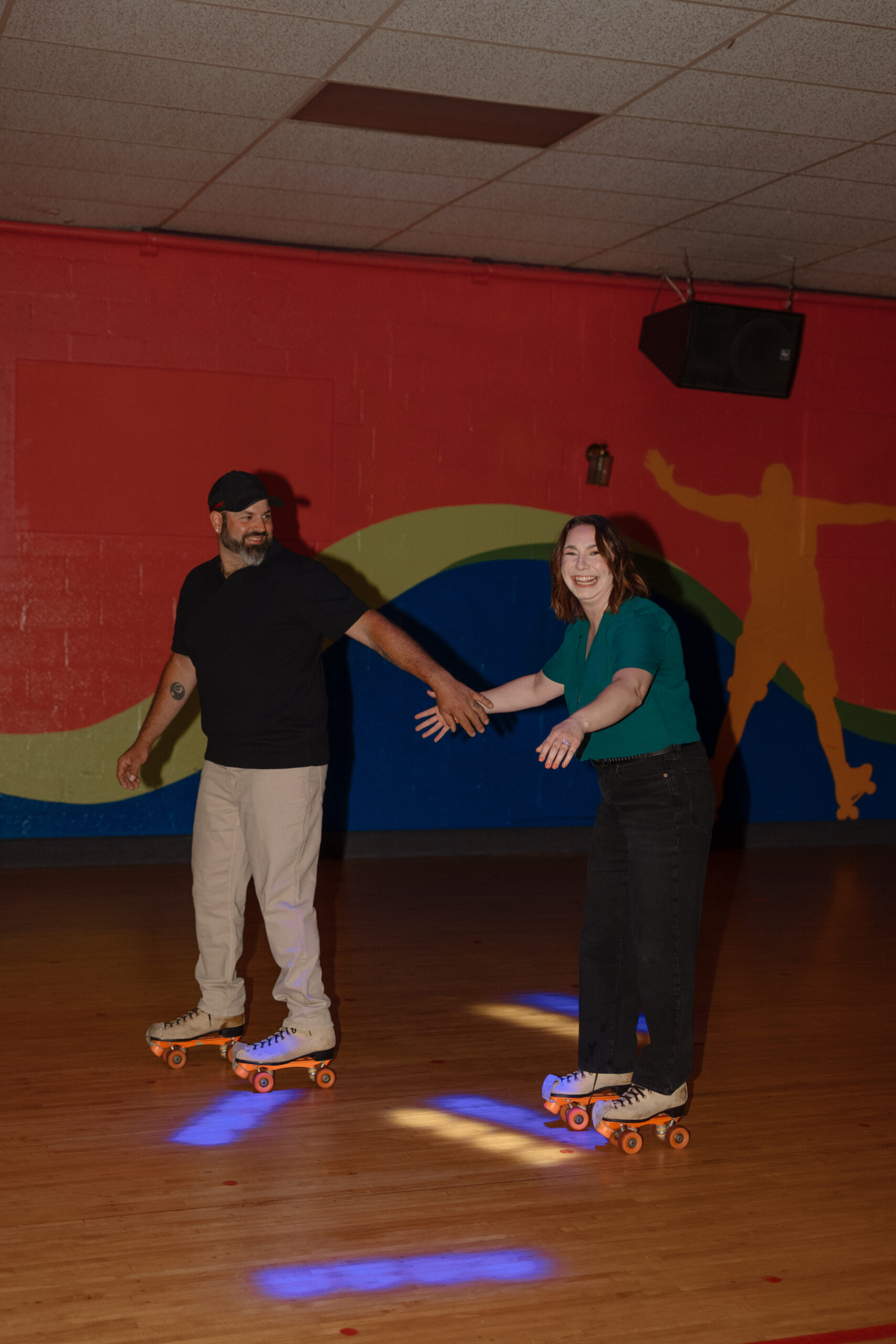 Roller Dome Roller skating engagement shoot