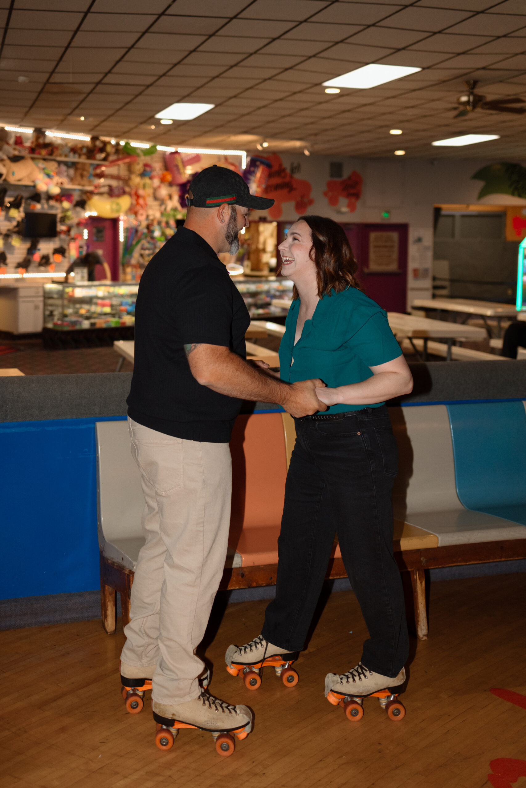 Roller Dome Roller skating engagement shoot