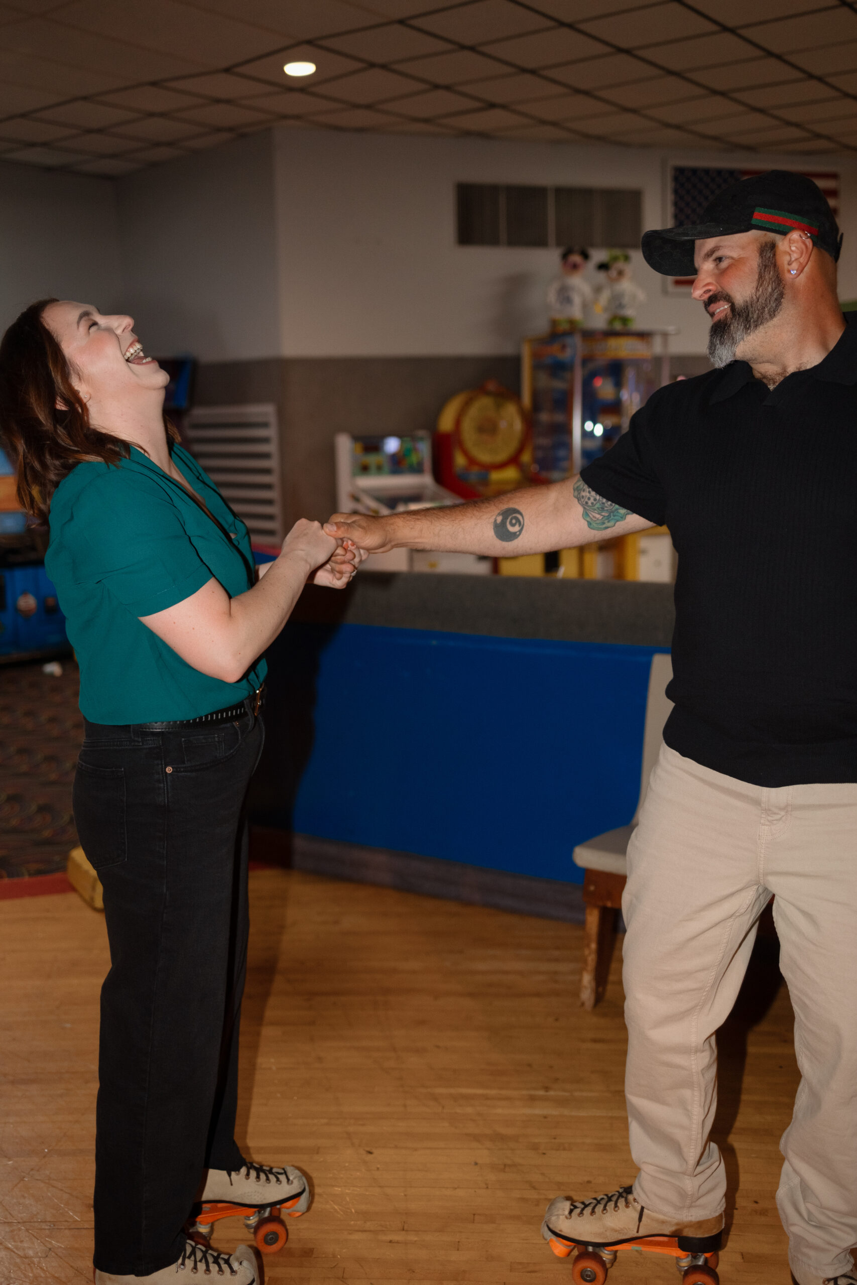 Roller Dome Roller skating engagement shoot