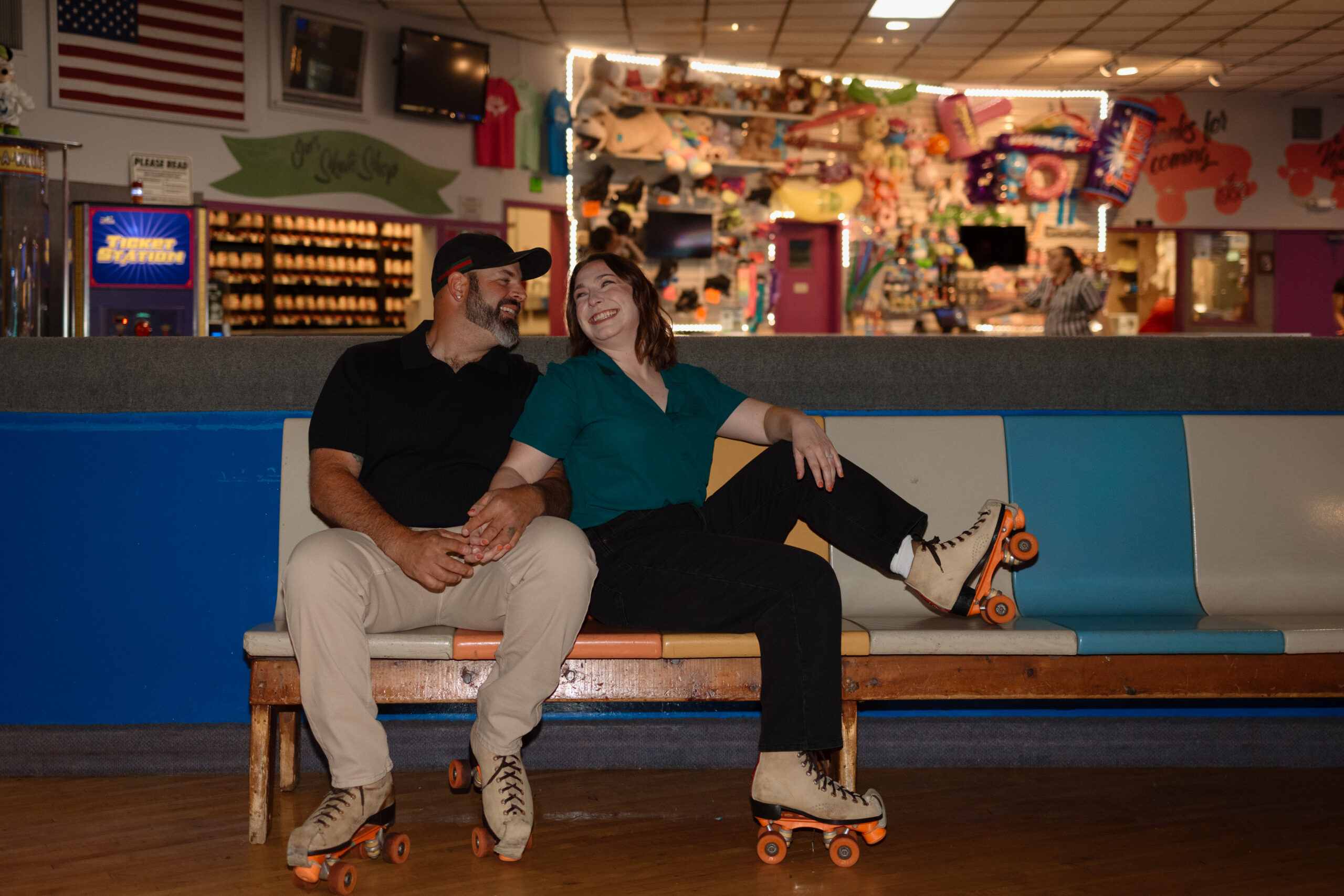 Roller Dome Roller skating engagement shoot