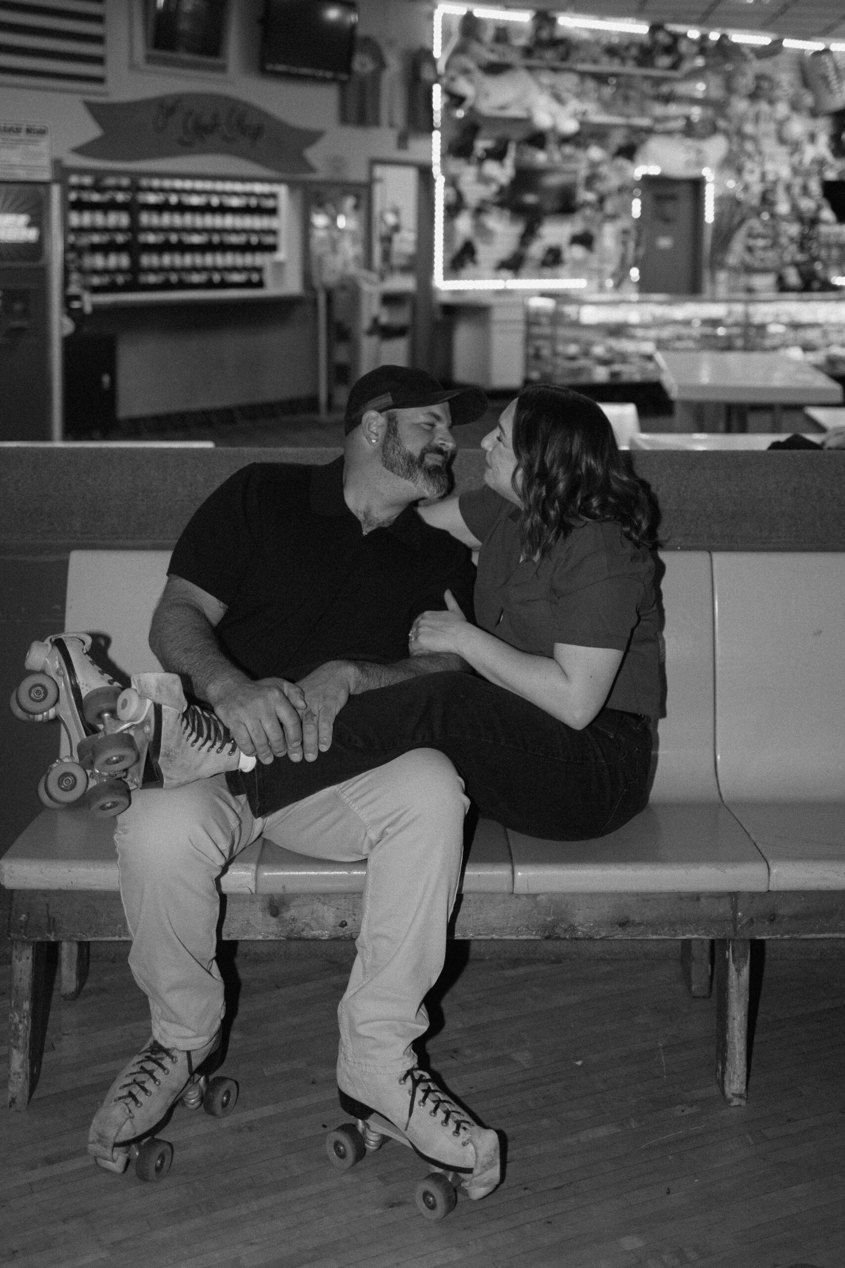 Roller Dome Roller skating engagement shoot